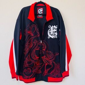 Ecko vintage Men's Black and Red Graphic Jacket- XXL